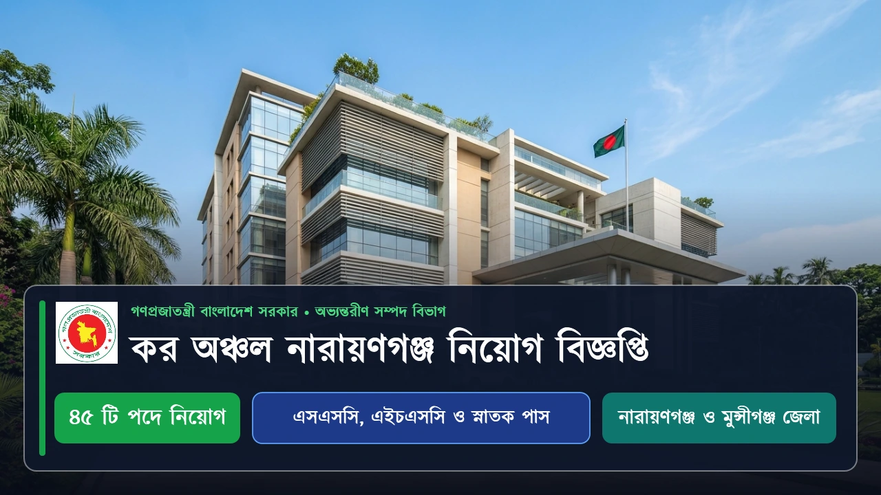 কর অঞ্চল নারায়ণগঞ্জে ৪৫ পদে বিশাল নিয়োগ বিজ্ঞপ্তি প্রকাশ: আবেদন শুরু 3 কর অঞ্চল নারায়ণগঞ্জ নিয়োগ বিজ্ঞপ্তি ২০২৬
